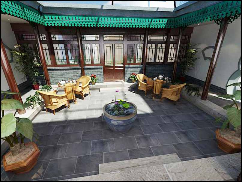 瓷器庫四合院中式設計效果圖