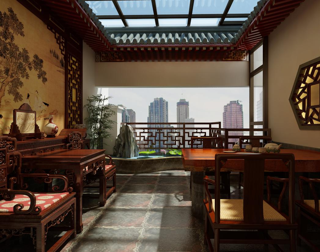清雋華美的四合茗苑中式裝修設計案例----[四合茗苑](圖文)