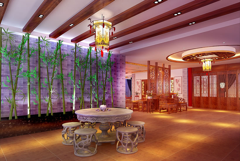 淺析成都展廳裝修設(shè)計(jì)中的中式風(fēng)格----[四合茗苑](圖文)