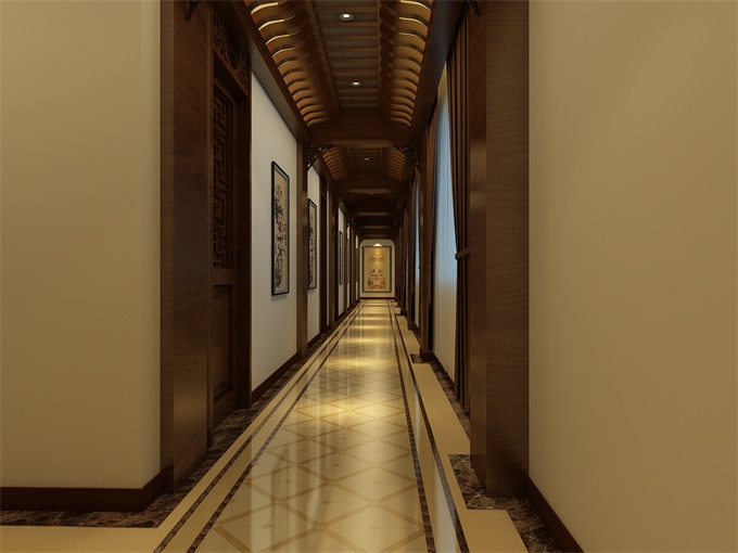 中式會(huì)所二層走廊設(shè)計(jì)方案