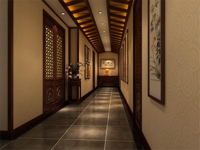 佛意綿綿的中式茶樓走廊設(shè)計(jì)
