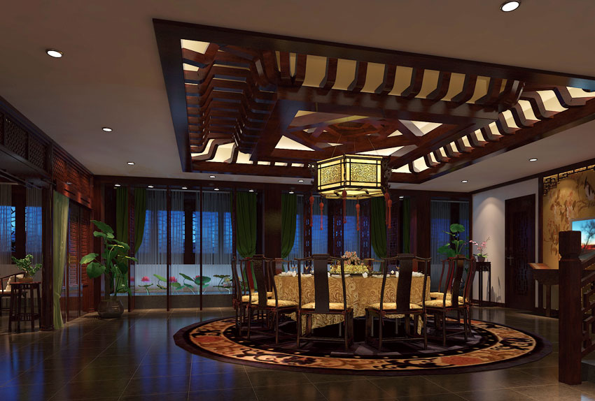 一品紅木 青州中式紅木家具展廳樣板間欣賞----[四合茗苑](圖文)